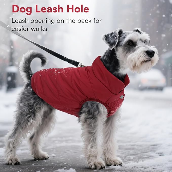ASENKU Dog Winter Coat - Waterproof Windproof Dog Jacket, Warm Snowproof Doggie Puffer Vest for Cold Weather, Lightweight Snow Coats for Small Medium Large Dogs (2XL, Red)