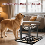 SHAINFUN Elevated Dog Bowls with Slow Feeder & Mat for Medium and Large Dogs, 12" Tall Adjustable Wooden & Metal Raised Dog Bowl Stand, 2 Stainless Steel 58oz Bowls for Food & Water