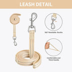AMTOR Small Dog Harness with Leash Set, No Escape Easy Walk Puppy Harnesses for Training Walking, Step-in Reflective Soft Dogs Vest for XS S Medium Extra-Small Large Sized Dog(Beige,XS)