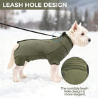 Mihachi Dog Snow Suit Dog Coat Soft Fleece Pullover Pajamas, Pet Windproof Warm Cold Weather Jacket with Zipper, Reflective Jumpsuit Apparel Outfit Clothes for Medium Dog, Army Green SM