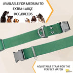 ADITYNA Leather Dog Collar with Metal Buckle - Heavy-Duty, Adjustable for Large & Extra Large Dogs - Walking & Training (Green, Fits 19-30" Necks)