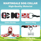 Valentines Reflective Martingale Collar for Dogs with Quick Release Buckle Cute Girl No Pull Dog Collars (Red Heart, Medium)