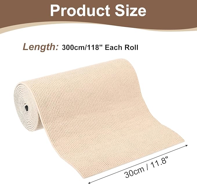 uxcell Self-Adhesive Cat Scratching Mat, 1 Roll 118" x 11.8" Couch Protector from Cat Claws for DIY Sofa, Wall, Doors, Cut Anti Cat Scratch Pad Carpet Mat, Khaki