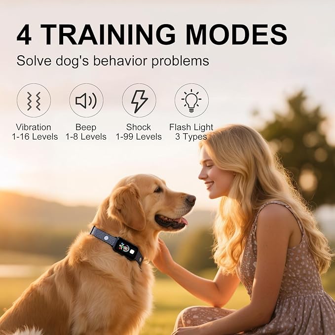 2026 New Dog Shock Collar - 4200FT Dog Training Collar with Remote Innovative IPX7 Waterproof with 4 Training Modes, Rechargeable E-Collar for All Breeds