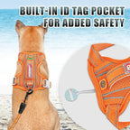 BARKBAY No Pull Dog Harness Large Reflective Dog Harness with Front Clip and Easy Control Handle for Walking Training Running with ID tag Pocket(Orange,L)