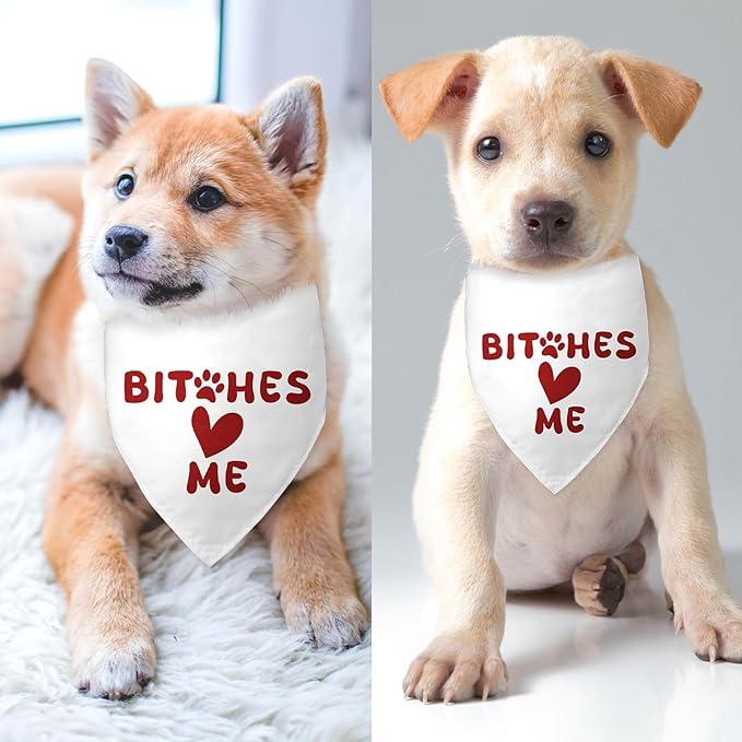 Bit-Ches Me Dog Bandanas Boy Girl Puppy Bandana Funny Cute Cooling Dog Bandana Photo Prop Pet Scarf Accessories for Pet Lovers Mom Dad Gifts