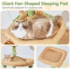 Taoqimiao 72 Inches Cat Tree for Large Cats, Multi-Level Tall Cat Tower, Widened Cat Condo with Large Scratch Board, 5 Scratching Posts, Metal Hammcock, Cozy Basket, Cactus, MS045T