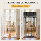 Snagle Paw Extra Tall Cat Gate with Acrylic Top Panel，30-40.6" Wide Adjustable Pet Gates, Pressure Mounted, No-Drill Easy Install,Tall Cat Gate for Doorways,Stairs,Kitchen 71",Black