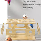 Cat Scratch Puzzle Enrichment Box, Nail File Stress Free Alternative to Clippers and Grinders, with 6 Bell Balls and Cats Funny Stick, Cat Nail File Enrichment Box for Cats (Beige)
