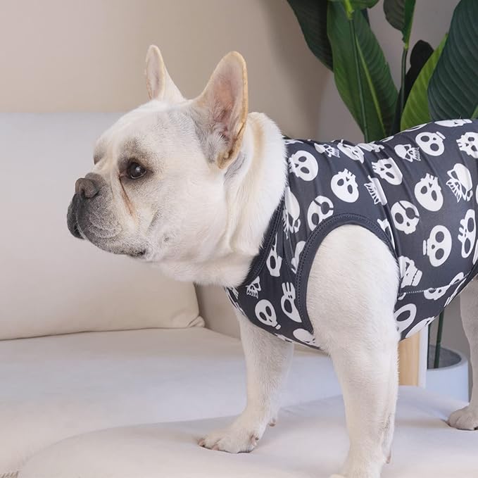 CuteBone Halloween Dog Shirts 2-Pack Soft Pet Clothes Breathable Summer Vest for Small Puppy and Stretchy Cat Apparel 2BX07XL