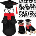 5 Pcs Dog Graduation Costume Set Include 2026 Pet Graduation Gown with Stole Puppy Grad Cap Lensless Glasses DIY Letter Stickers for Dogs Cats Holiday Costume Accessory(Black Red,M)