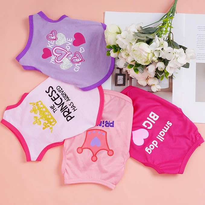 4 Pack Dog Shirts Summer Printed Puppy Clothes Cute Sleeveless Pet T Shirts Dog Clothes for Small Medium Dogs Cats Girl(S)