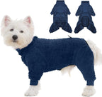 ROZKITCH Warm Dog Sweaters for Small Dogs, Winter Four Leggged Dog Pajamas Sized Boy Girl Fleece Pet Clothes Outfit 4 Legs Jumpsuits for Chihuahua Blue XS