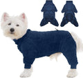 ROZKITCH Dog Coats for Small Dogs, Warm Fleece Fullbody Clothes Jumpsuit, Dog Winter Cold Weather Coat Pajamas, Four-Legged Snowsuit Blue S