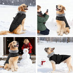 Mihachi Dog Coat for Large Dogs, Warm Dog Winter Coat Waterproof Dogs Jacket with Harness Built in Reflective Pet Fleece Vest, Puppy Cold Weather Coats Turtleneck & Windproof Pet Snowsuit, Black XL