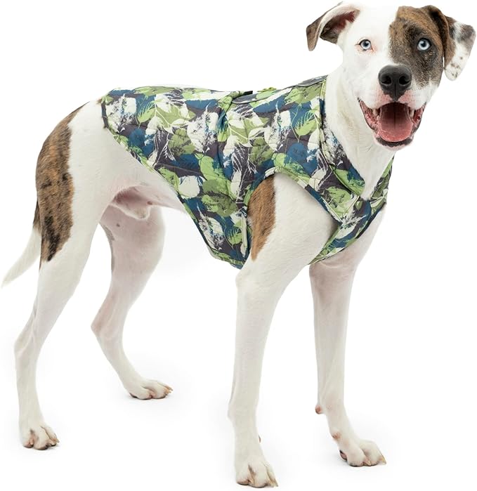 Kurgo Loft Dog Jacket - Reversible Cozy Coat for Outdoor Adventures - Water Resistant - Athletic Fit - Machine Washable Fabric - Reflective Dog Gear - Medium - Pressed Leaf