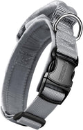 OneTigris Tough Dog Collars, Tactical Dog Collar with Handle, Milltary Adjustable Dog Collar with Heavy Duty Metal Buckle for Training (Gray, S)