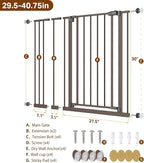InnoTruth 29.5–40.75" Baby Gate for Stairs, 30" Tall Dog Gates for Doorways & Hallways, Safety Gate for Kids & Pets, Pressure-Mounted Walk-Through with Dual Lock & 2-Way Swing, Brown