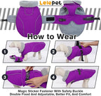 Lelepet Warm Dog Winter Coats for Extra Large Dogs Waterproof Dog Jacket Reflective Pet Fleece Vest Windproof Cold Weather Coats with Adjustable Buckle & Leash Hole, Purple, XXXL