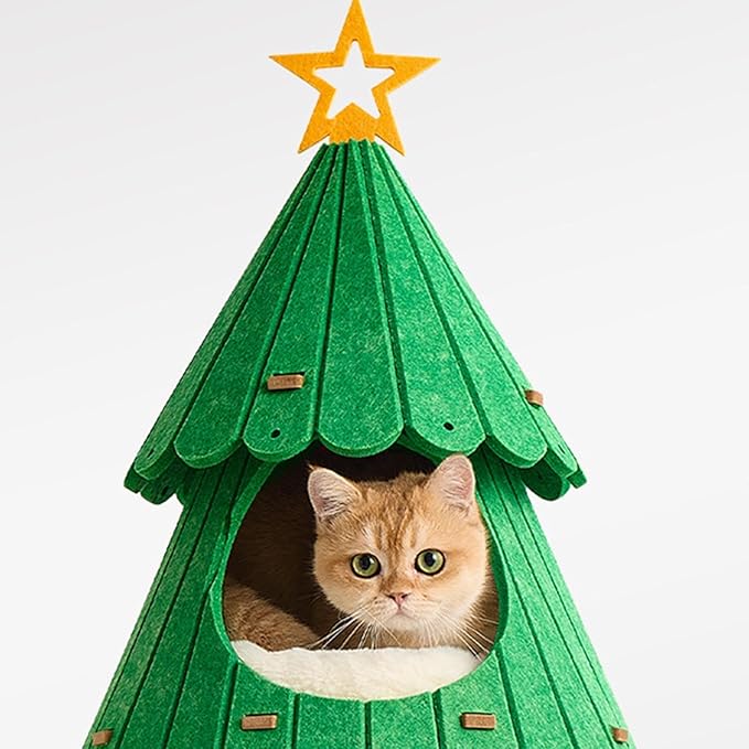 Christmas Cat Tree for Indoor Cats with 2 Condos, Holiday Cat Activity Center with Sisal Scratcher, 40cmx109cm (15.75x42.91 inch)
