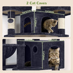 Globlazer Cat Trees and Towers for Multiple Adult Cats, 82-inch XXL Tall Cat Tree Tower for Indoor Cats with Scratching Post, 3 Perches, 2 Condos, 2 Hanging Baskets, F82, Dark Grey