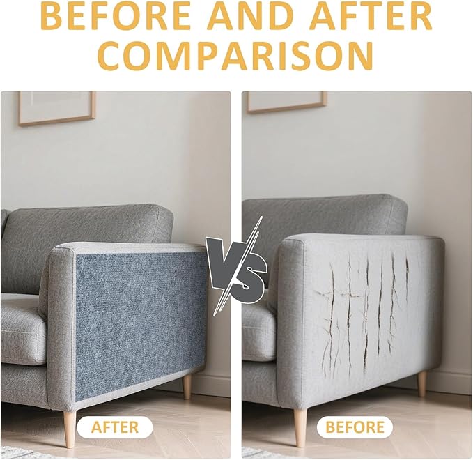 ReWallpaper Cat Scratch Mat Self Adhesive Grey Cat Carpet Roll Peel and Stick Scratch Pad Durable Furniture Protector for Chair Legs Desk Door Side Wall Corner Easy Cut Claw Guard Pet Safe 12inx6.5ft