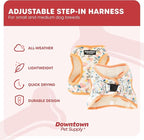 Downtown Pet Supply Step-in Dog Harness – No Pull, Adjustable Padded Mesh with Reflective Trim, Secure Buckle Strap – Comfortable & Breathable Small Dog Harness, XX-Small, Floral