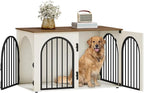 39.4" Wooden Dog Crate Furniture, Indoor Dog Kennel Dogs Cage for Small/Medium/Large Dogs, Heavy Duty Dog Crates Decorative Pet House End Side Table TV Stand, White Brown DFC84114B