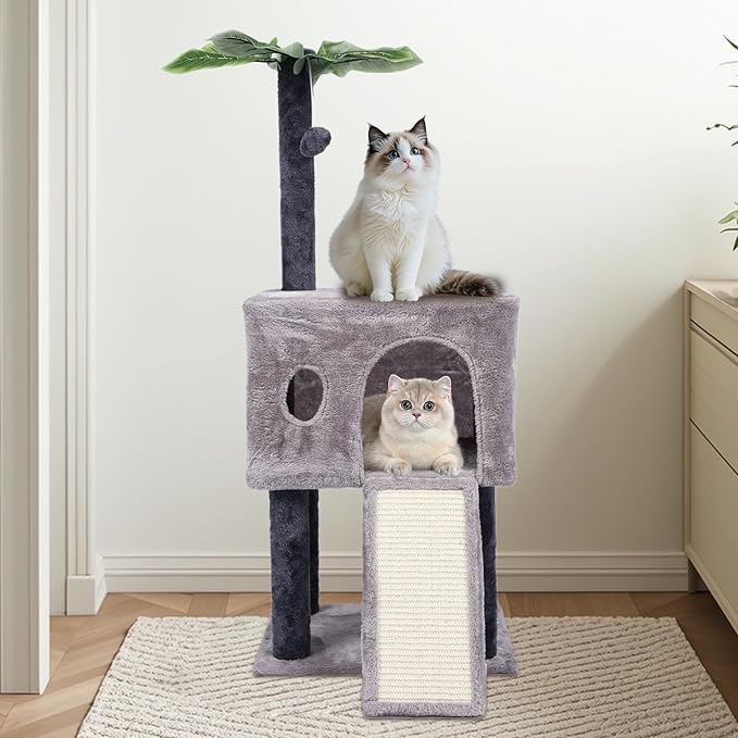 Cat Tree for Indoor Cats, Cat Tower with Scratching Post, Modern Activity House for Large Cats, Condo with Board, Kittens Cave