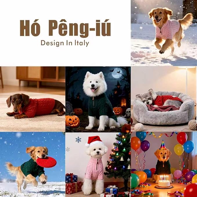 Small/Medium Dog Sweater, Warm Dog Winter Coat w/Sleeves, Comfortable High Neck Premium Dog Clothes for Schnauzer-Best for Holidays, Daily Walks M Green