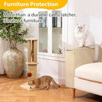 Sisal Cat Scratcher with Perch,26.5inch Wooden Cat Scratch Post,3 in 1 Scratching Cat Platform with Sisal Pad and Interactive Toy for Indoor Cats Use,Easy Assemble