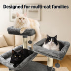 Amazon Basics Large Cat Tree Tower, Multi-Level Activity Center with 2 Large Condos, Multiple Sisal Scratching Posts and Hanging Pompoms, Gray, 68 Inches