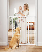 40" Extra Tall Baby Gate for Stairs, Auto Close Stroller Friendly Dog Gate Indoor for Doorways, Pressure Mounted 29"-40" Wide Baby Gate, Easy Walk Through Gate for Children & Pets, White