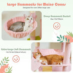 PETEPELA 69" Tall Cat Tree for Indoor Large Cats, Cat Tower for Adult Cats with Big Hammock, Cat Climbing Tree Tower with Scratching Posts, Condo House and Large Top Perch, Pink Green