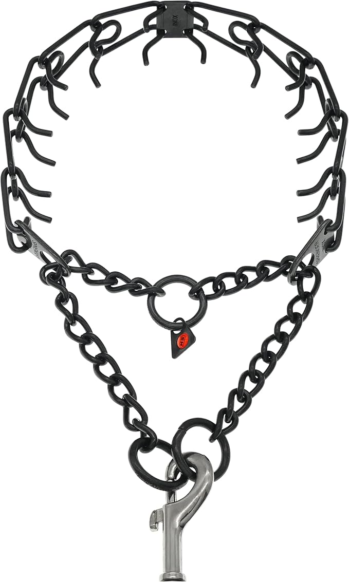 Herm Sprenger Black Stainless Steel Dog Prong Collar with Easy On Assembly Chain Professional Training Pinch Collar for Small Medium Large Dogs Made in Germany (24in x 3.2mm (Neck Size up to 19in))