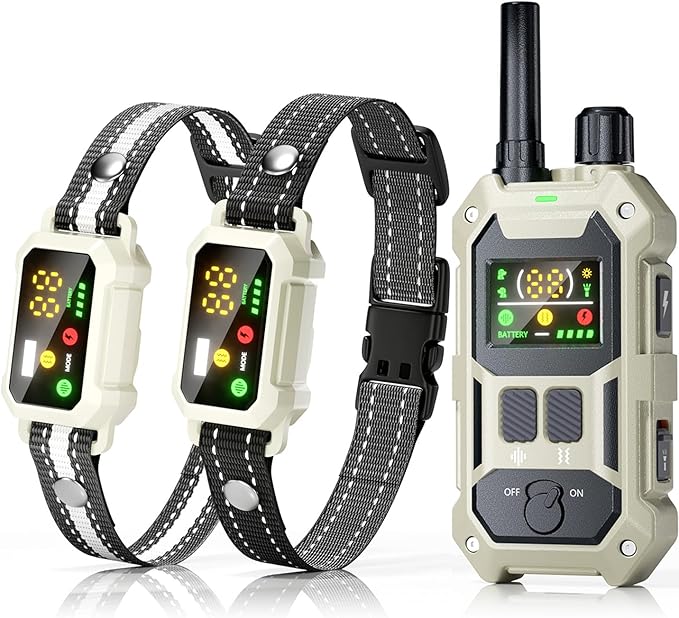 BLACKDOG Military Dog Shock Collar 2 Dogs (5-150lbs) - 4200ft Dog Training Collar with Remote, 4 Training Modes, Flashlight&Strobe, 90-Day Battery, IP67 Waterproof Dog E Collar for All Breeds (Beige)