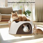 Big Cat Scratcher Lounge, Corrugated Cardboard Cat Scratcher House with Hole, Large Scratching Lounger Bed, Cat Scratching Pad for Indoor Cats as Furniture Protector, Rabbit Cardboard House