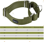 Mikivery Martingale Dog Collar Nylon Adjustable and Safety Training Colourful Comfortable Metal Buckle Pet Collars for Small Medium and Large Dogs(Military Green,L)