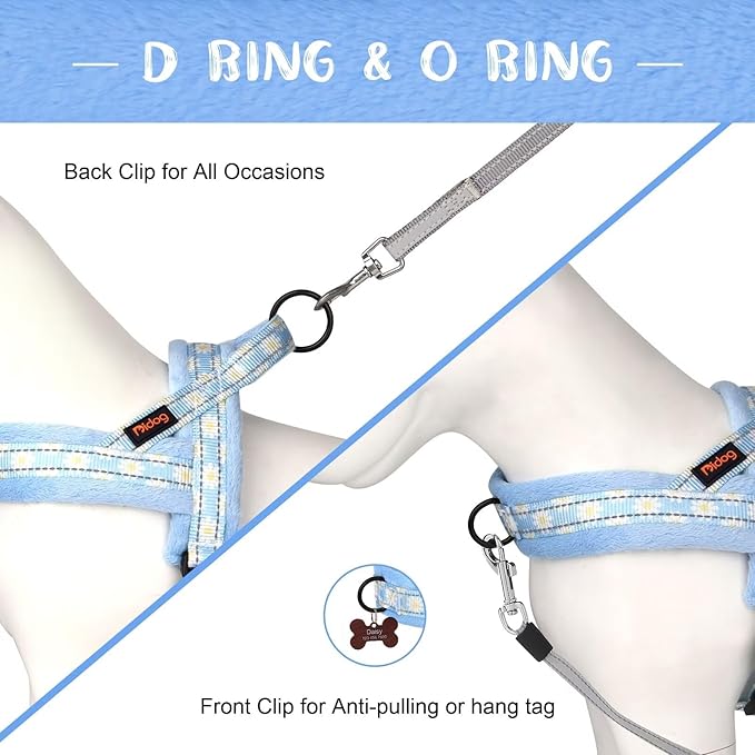 Didog No Pull Dog Harness with Soft Padded, Easy Walk Dog Harness with Quick Release Buckle, Adjustable & Reflective Pet Harness with Soft Padded for Small Medium Dogs (S:Chest 19-22", Blue)