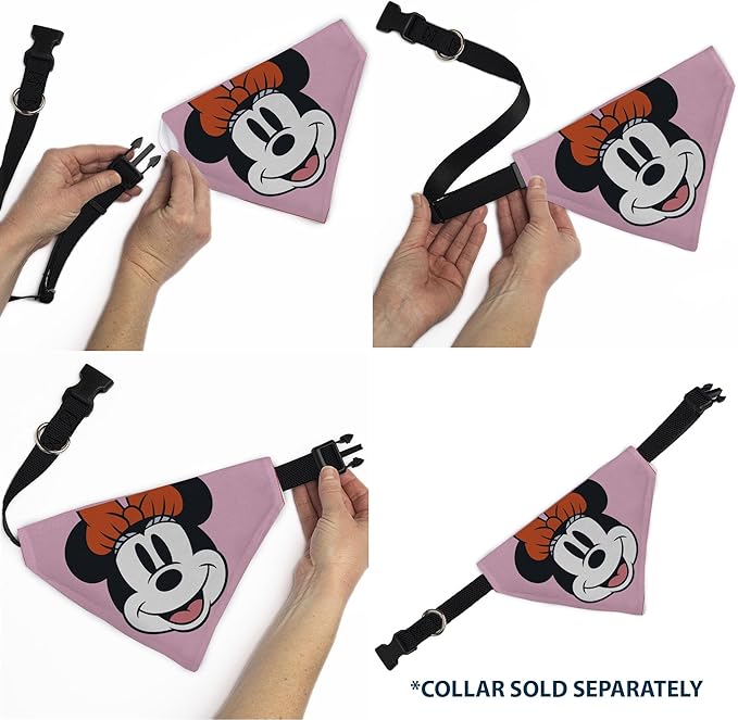 Disney Pet Bandana Minnie Mouse Smiling Face Close Up Pink Slip On Collar Bandana Only