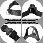 Annchwool No Pull Dog Harness with Front Clip and Easy Control Handle-Belly & Chest Adjustable Dog Harness and Leash Set for Small Medium Dogs-Heavy Duty Vest Harnesses Easy for Walking(Black,S)