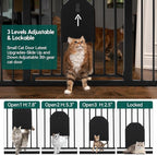 Babelio Auto Close Baby Gate with Cat Door,29-43" Metal Gate for Doorway,Stairs, House,Easy Walk Thru with Pet Door,Includes 4 Wall Cups and 3 Extension Pieces,Black