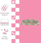 CSR1004B Montego 27.5" Coastal Patterned Cardboard Lounge Bed Cat Scratcher with Catnip, Mint/Green