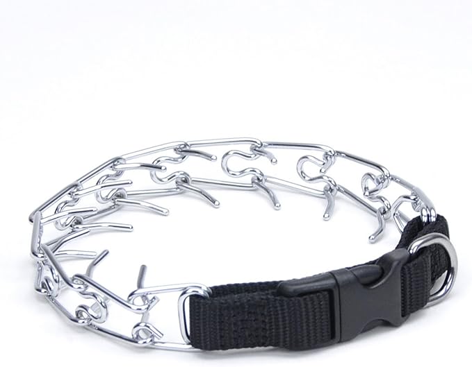 Coastal Pet Titan Easy-On Dog Prong Training Collar with Buckle - Durable Metal Training Collar for Dogs with Side Release Buckle - Black, 3 mm x 18"