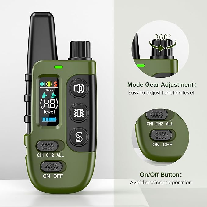 Shock Collar for Dogs, Waterproof Dog Training Collar with Remote Control, 3 Modes: Beep, Vibration, Safe Static, Rechargeable,1600Ft Range, Suitable for Medium Large Dogs