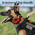 rabbitgoo Tactical Dog Harness Medium Sized, Heavy Duty Pet Harness with Handle, No-Pull Service Vest Medium Breed, Adjustable Military Dog Vest for Training Hunting Walking, Black, M