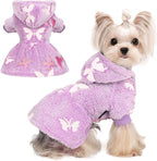Dog Sweater Fleece Dog Hoodie Winter Puppy Clothes for Small Dogs Boy Girl Pet Hoodies Cold Weather Doggie Coats Fall Doggy Sweatshirt for Chihuahua Yorkie Cat Sweater Costume, Purple Butterfly, XXS