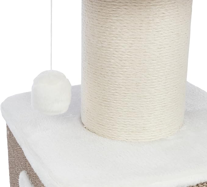 TRIXIE Ava Cat Tree with Condo, Cozy Top Platform with Removable Cushion, Dangling Cat Toy
