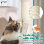 Dkeli Cat Tree for Indoor Cats Condo Tower with Scratching Post Tease Ball Perches Platform Small and Medium 54 Inch Multi-Level, Beige