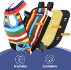 Pawaboo Pet Carrier Backpack, Adjustable Pet Front Cat Dog Carrier Backpack Travel Bag, Legs Out, Easy-Fit for Traveling Hiking Camping for Small Medium Dogs Cats Puppies, Small, Colorful Strips